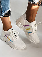 Стильні жіночі кеди-білі кросівки.В'язаний текстиль з сіткою.Відмінна якість! 36-39 Vellena, фото 2