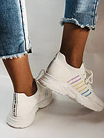 Стильні жіночі кеди-білі кросівки.В'язаний текстиль з сіткою.Відмінна якість! 36-39 Vellena, фото 5