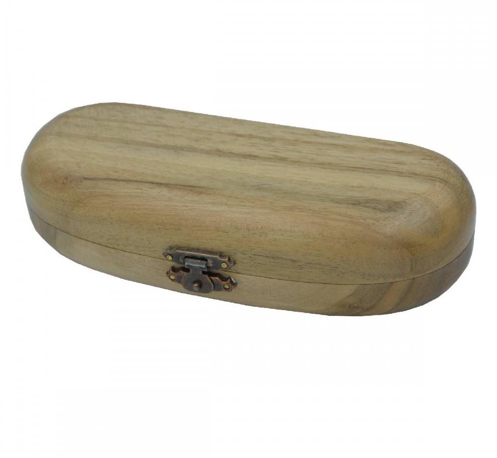 Вишуканий футляр для окулярів ручної роботи з натурального горіхового дерева всередині прикрашений шкірою, фото 1