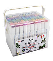 Набор двухсторонних фломастеров/скетч маркеров 80 шт/цветов AIHAO PM-508-80 Sketch marker