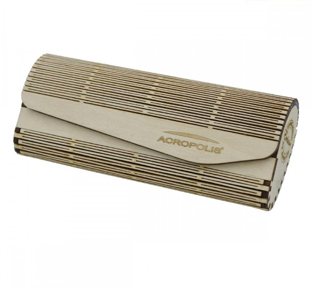 Горизонтальний футляр для класичних окулярів ручної роботи з нашарованої деревини, фото 1