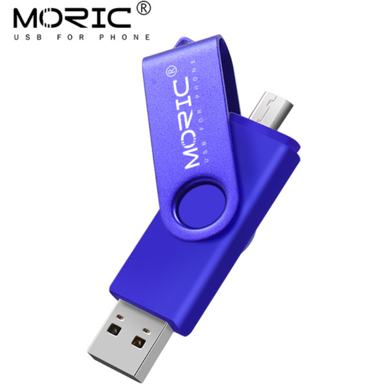 USB Флешка 2в1 128GB MicroUSB/USB 2.0 для телефону, комп'ютера OTG Moric 128ГБ Синій, фото 1