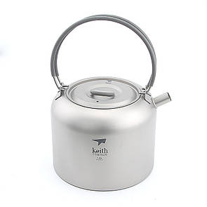 Чайник титановий Keith Titanium 1500 мл туристичний зі складними ручками для кемпінгу походу та туризму