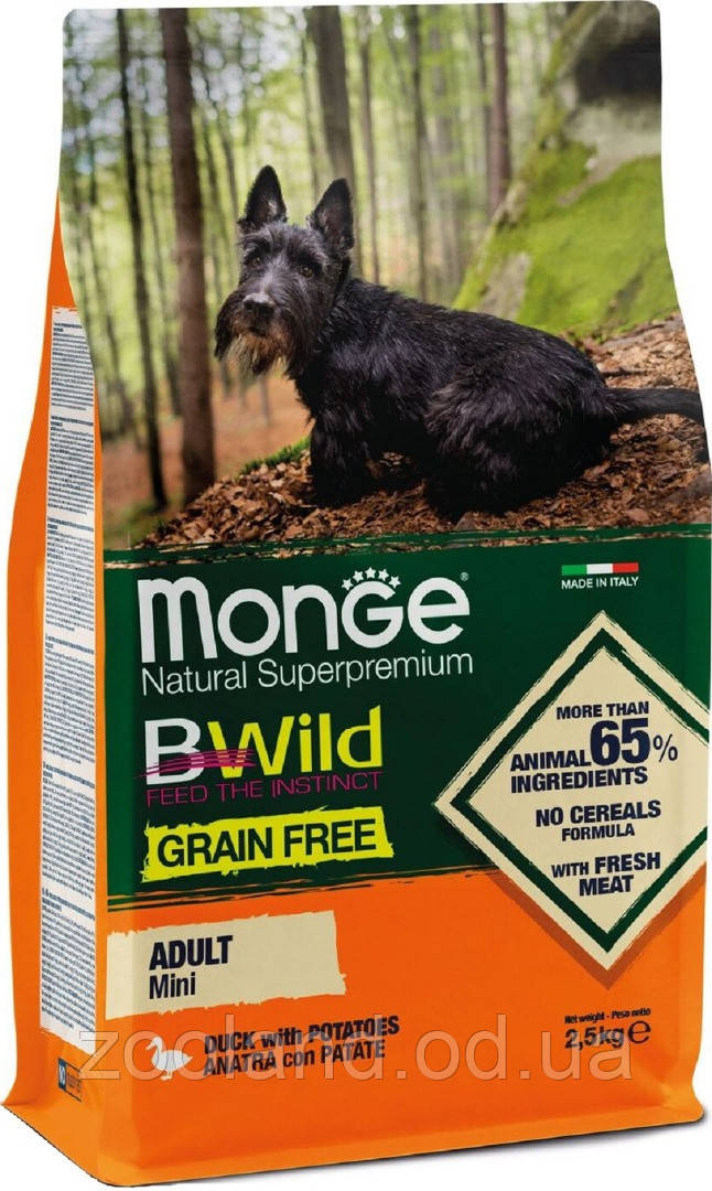 70004756 Monge BWild Grain Free Mini Adult з качкою, 2,5 кг