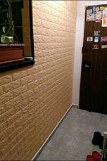 Самоклеюча декоративна 3D панель жовто-пісочна цегла 700x770x7мм (009-7), фото 3