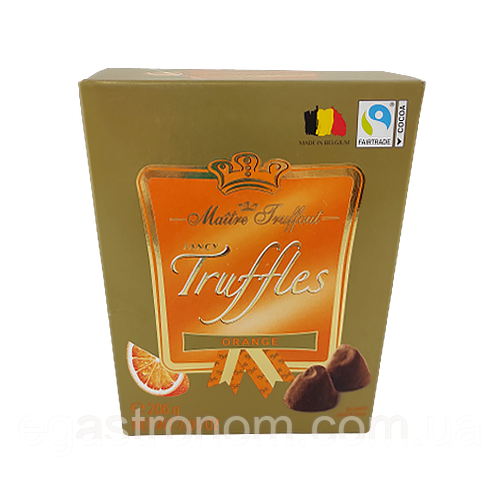 Цукерки трюфелі Маітре апельсин Maitre Fruffaut orange 200g 15шт/ящ (Код: 00-00003542)