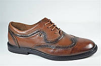 Чоловічі шкіряні туфлі броги руді L-Style 1260 — 1