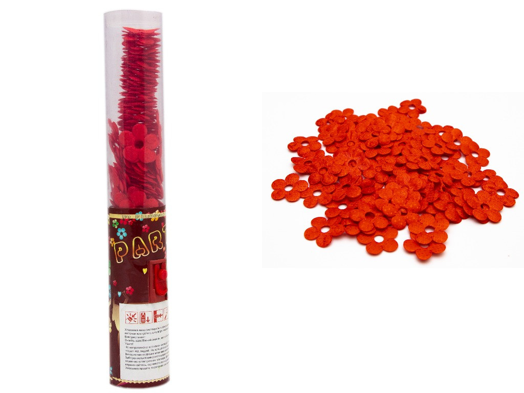 Хлопавка 25 см , червоні тканинні квіточки (400652-1), фото 1