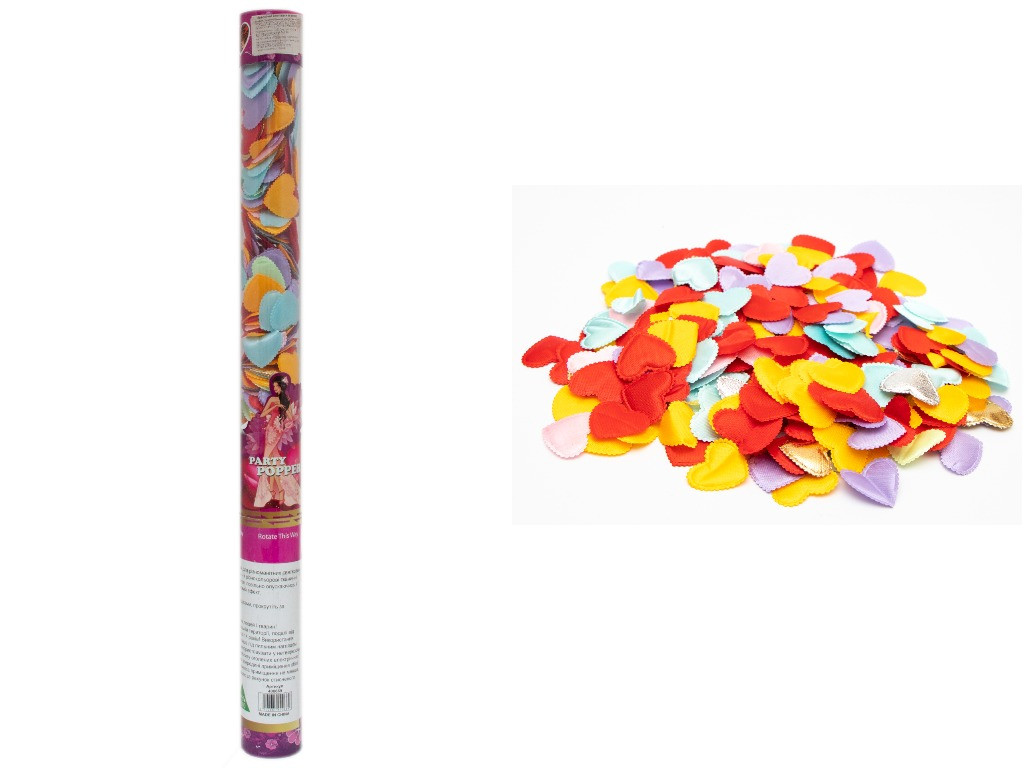 Хлопавка 60 см, пневматична, різнокольорові тканинні сердечка (400669-2), фото 1