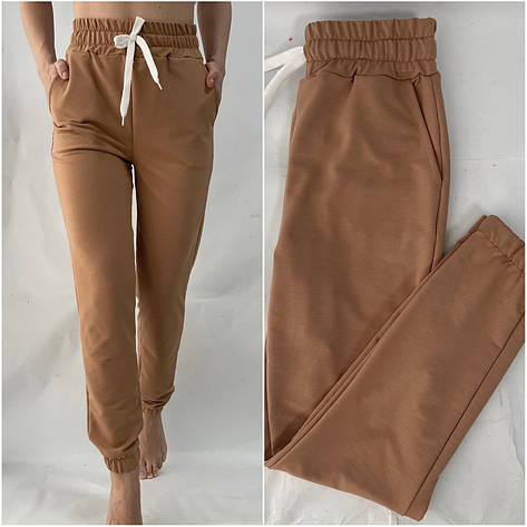 Стильні трикотажні штани, No 160 бежевий, фото 1