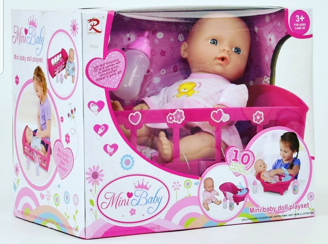 Дитяча іграшка Mini Baby Пупс 8920 з ліжечком і аксесуарами Подарунок для дівчинки