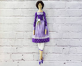 Інтер'єрна лялька в стилі тільда в фіолетовій сукні