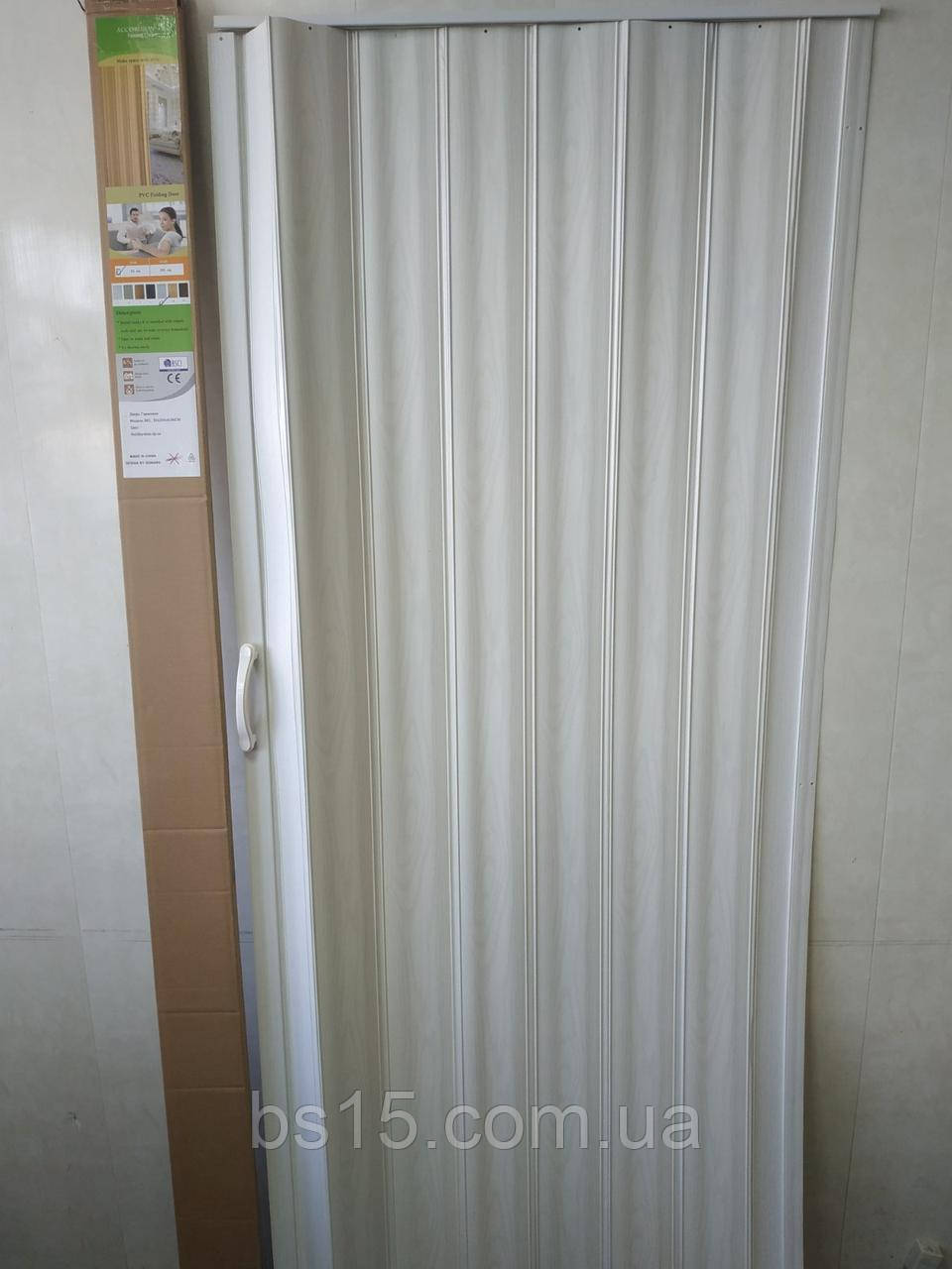 Дверь гармошка-ширма №1 Дуб Беленый раздвижные межкомнатные пластиковые глухие 810х2030х0,6 мм - фото 2 - id-p98819617