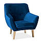 Сучасне синє крісло велюрове Nordic 1 Velvet для спальні з дерев'яними ніжками, фото 2