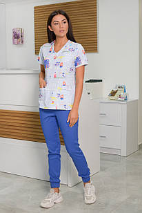 Жіночий медичний костюм Асія синій 44-54