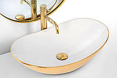 Умивальник (раковина) REA ROYAL GOLD WHITE накладний, фото 5