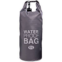 Водонепроникний гермомешок 10 л з плечовим ременем Waterproof Bag TY-6878-10 сірий