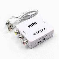 Конвертер Mini, VGA-to-AV, ВХОД VGA на ВЫХОД 3 RCA, 720P/1080P