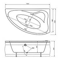 Ванна акрилова кутова SV PLAST 150x100 з ніжками + панель, фото 6