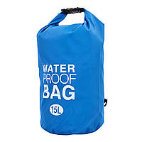 Водонепроницаемый гермомешок 15 л с плечевым ремнем Waterproof Bag TY-6878-15 синий