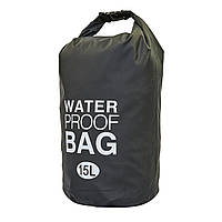 Водонепроникний гермомешок 15 л з плечовим ременем Waterproof Bag TY-6878-15 чорний