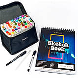 Набір для малювання: скетч маркери Touch Smooth 60 кольорів + скетчбук 50 аркушів А4 + чорні лайнери, фото 4