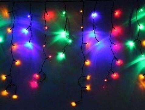 Гірлянда бахрома кольорова 3*0,42 м, 120 LED з перехідником, фото 1