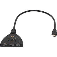 HDMI свитч на 3 порта (3 гнезда HDMI - 1 штекер HDMI), с кабелем, без питания