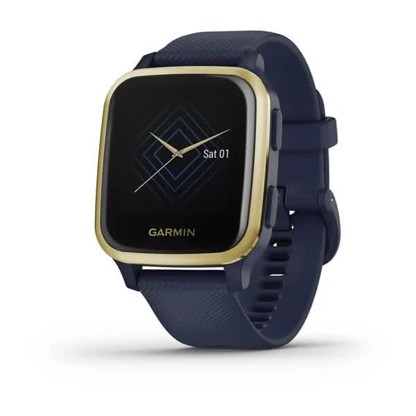 Смарт-годинник Garmin Venu Sq Music Edition золотавий з темно-синім ремінцем, фото 1