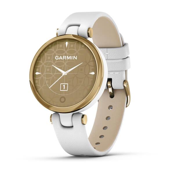 Смарт-годинник Garmin Lily Classic Light Gold з білим корпусом та ремінцем з італійської шкіри, фото 1
