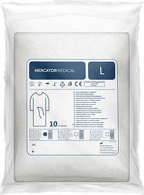 Халат захисний нетканий гігієнічний Mercator Medical білий (10 шт.)