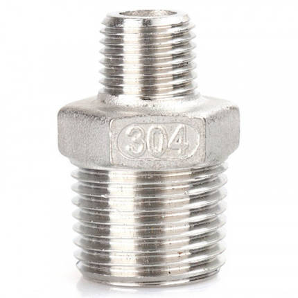 Ніпель неіржавкий перехідний 1/4-1/2 дюйма DN8-DN15, фото 1