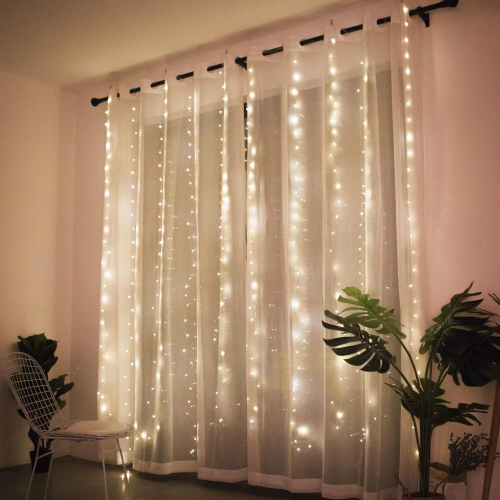 Гірлянда штора завісу, 3*2 м, 250 LED, золото, 7 режимів, і статичний світ, фото 1