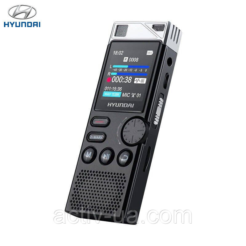 Диктофон професійний Hyundai HYV-E750 на 16Гб, MP3 плеєр, VOX, стерео, таймер, шумозаглушення