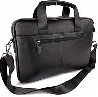 Чоловіча офісна шкіряна сумка 39x29x7 на плечі, портфель для ноутбука та документів, чорний, фото 8