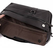 Чоловіча офісна шкіряна сумка 39x29x7 на плечі, портфель для ноутбука та документів, чорний, фото 7