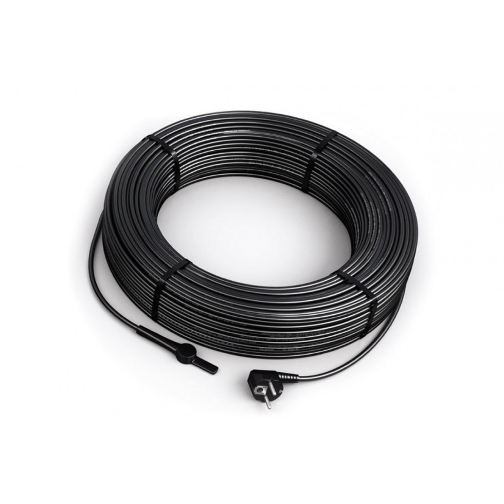 Нагревательный кабель со встроенным термостатом PFP 30 Вт/м для обогрева труб и водостоков стойкий к УФ излуч. - фото 1 - id-p1367555531