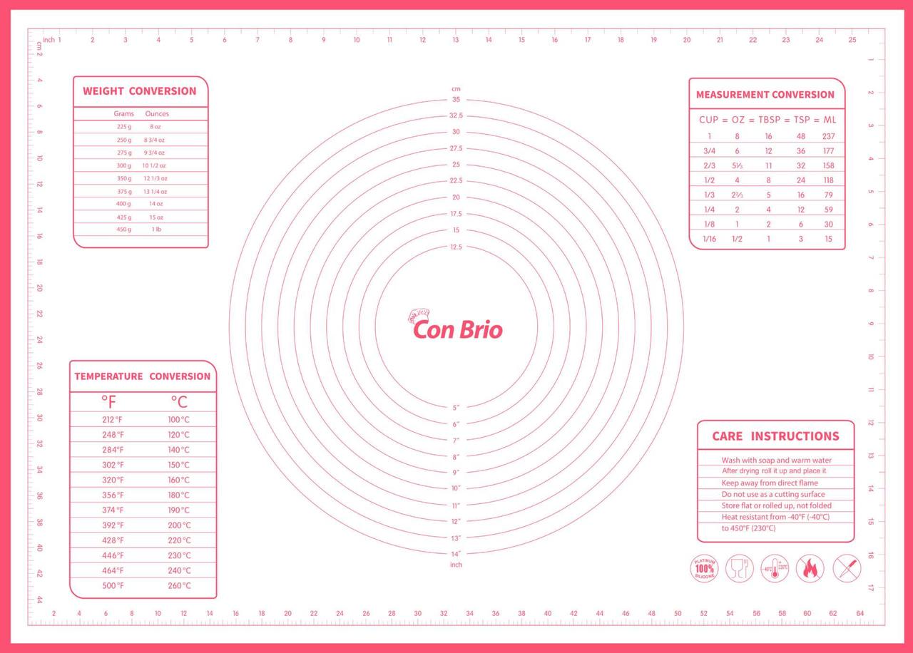Силіконовий килимок для випічки Con Brio CB-677 | килимок кондитерський Con Brio | килимок для тіста червоний