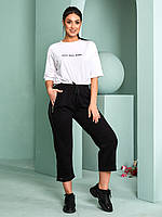 Жіночі прямі демісезонні трикотажні штани кюлоти, розміри в наявності від 48 до 54