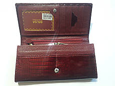 Шкіряний жіночий гаманець лаковий бордовий з монетницею всередині Balisa В826-2 на кнопці, фото 2