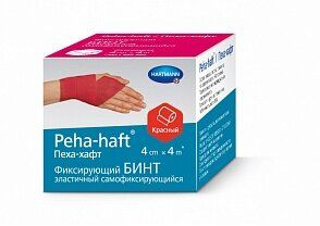 Peha-haft Color 4см х 4м - Бинт когезивный фіксуючий (Червоний)