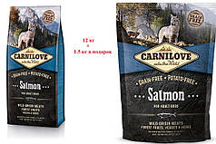 АКЦІЯ!!! Сухий корм Carnilove Dog Adult Salmon (для дорослих собак з лососем) 12 кг + 1.5 кг в подарунок