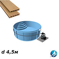 Террасная доска по периметру бассейна с шириной дорожки 0,7м - комплект для полипропиленового бассейна d 4,5м