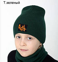 Шапка детская Arctic ОГ 50-55 см демисезонная для мальчика хлопок 009-Artist тёмно-зелёный