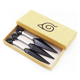 Фірмовий Набір Кунаев Наруто: 3 Кунаї в коробочці зі знаком Селища Схованого в Листі | Японські Kunai