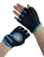 Перчатки для фитнеса размер L, обхват ладони без большого пальца 23 - 24 см, черно - голубой