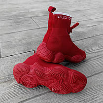 Червоні високі Adidas Yeezy 500 текстильні жіночі кросівки ададас ізі balenciaga zara, фото 3