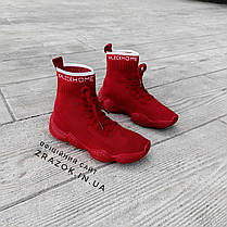 Червоні високі Adidas Yeezy 500 текстильні жіночі кросівки ададас ізі balenciaga zara, фото 4