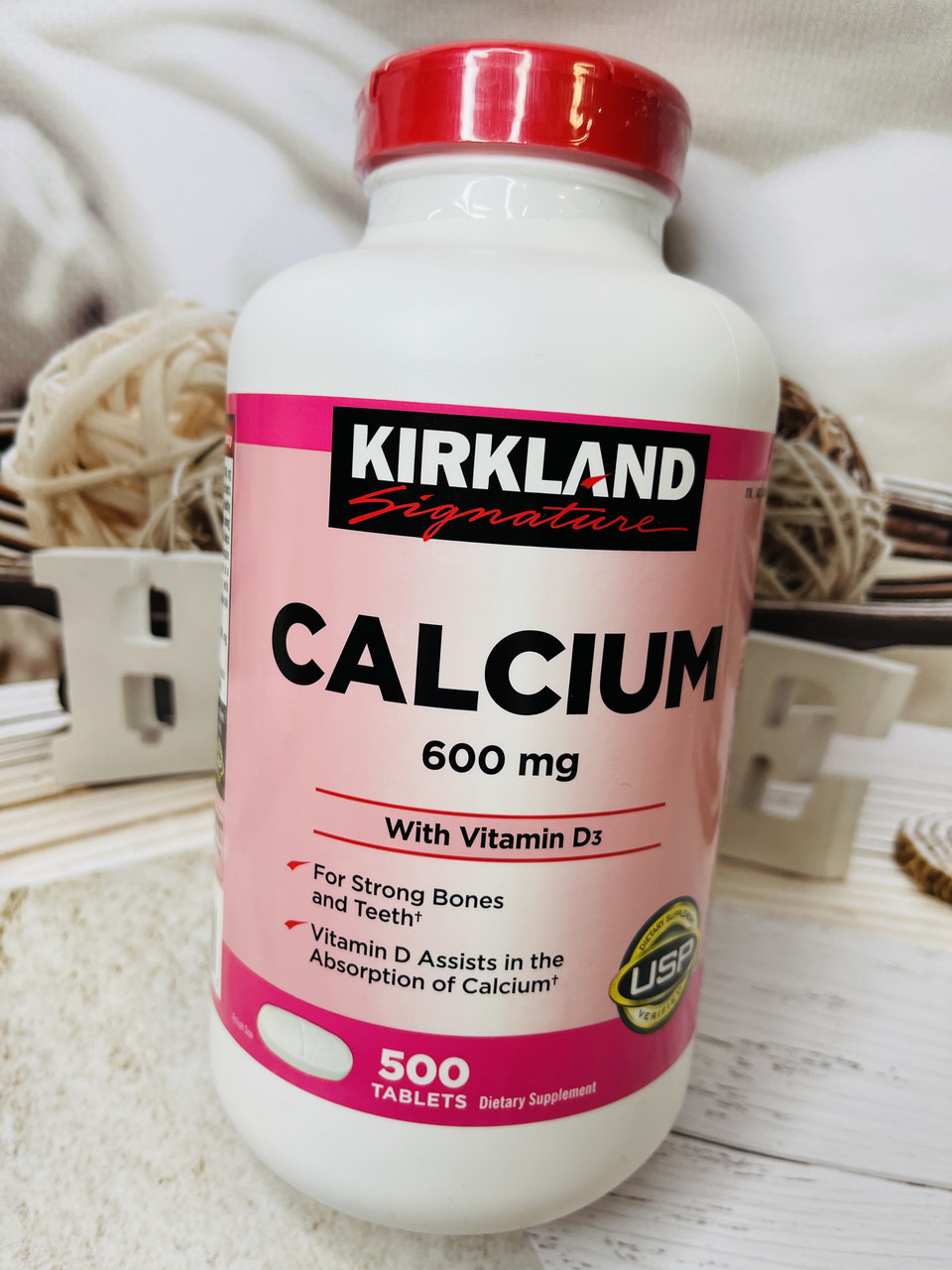 Кальцій та вітамін D3 от KIRKLAND Calcium, 500 штук, фото 1