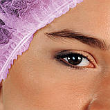 Шапочка одноразова кліп-бере на подвійній гумці REIS (100 шт. в уп) жовтогарячий, фото 3